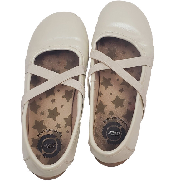 Livie and Luca Size 1Y PLAY Pearl White Aurora Ballet Flat Slip On Girls Shoes 1 - Picture 3 of 7